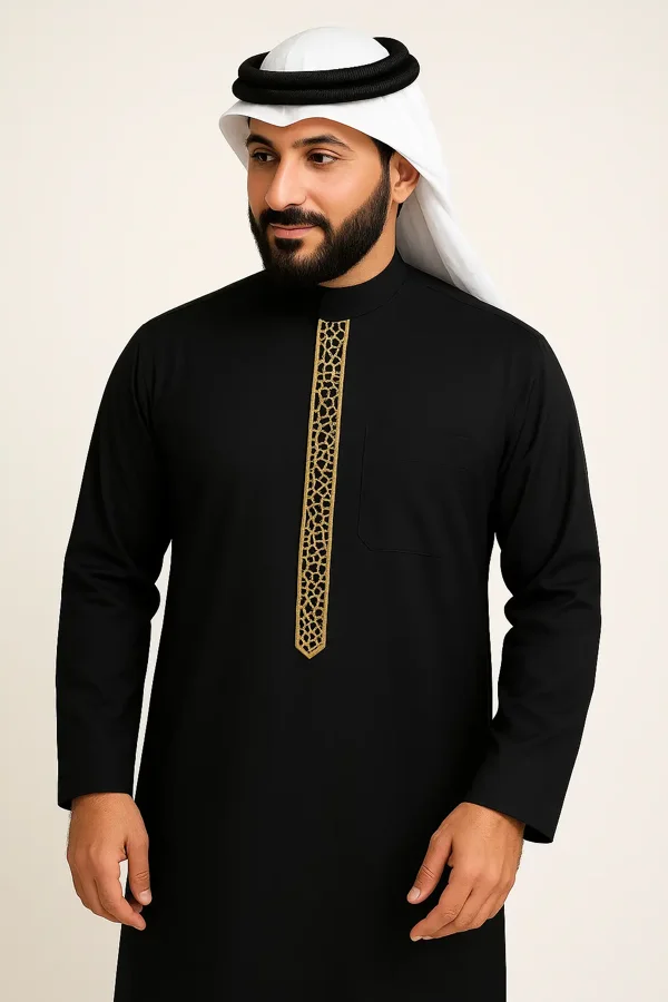 Saudi Thobe with Islamic Art Embroidery 