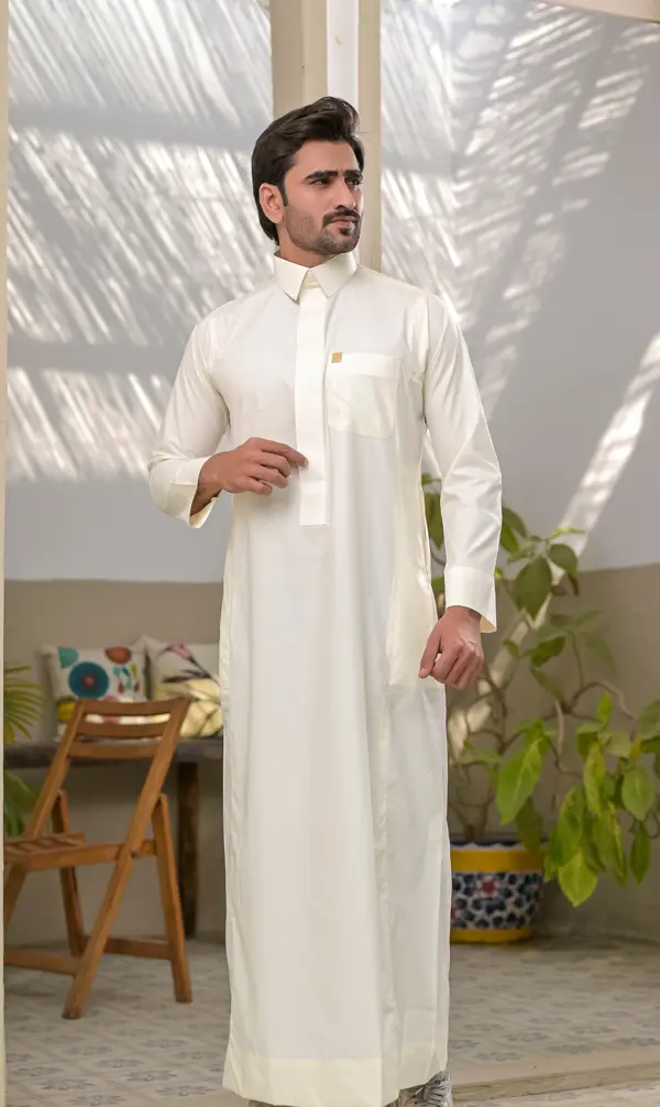 Saudi Modern Thobe (Sharp Shirt Collar)
