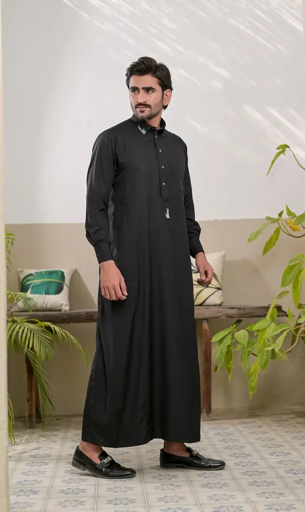 Saudi Thobe In Black (Maghribi)
