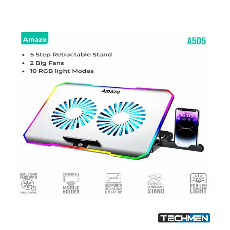 AMAZE A505 RGB Laptop Cooling Stand with Dual Cooling Fans (A505)