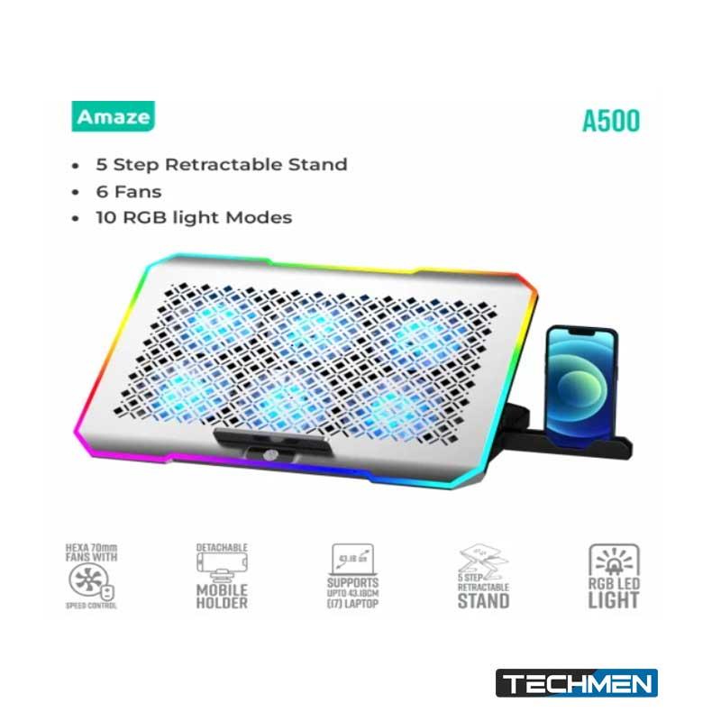 AMAZE A500 RGB Laptop Cooling Stand with 6 Cooling Fans (A500)
