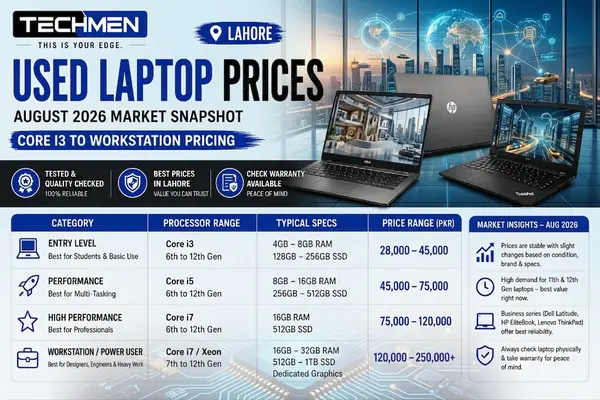 Used Laptop Prices in Lahore: August 2026 Market Snapshot | Core i3 to Workstation Pricing