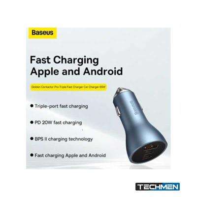 Baseus Golden Contactor Pro Triple Fast Charger Car Charger 65W U+C+C Dark Gray