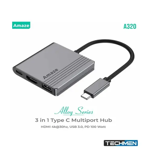 Amaze A320 3-in-1 Type C Multiport Alloy Hub