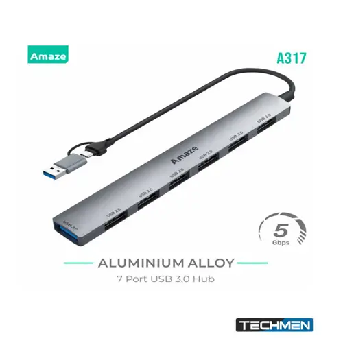 AMAZE A317 USB + TYPE C TO 7-PORT USB3.0 HUB