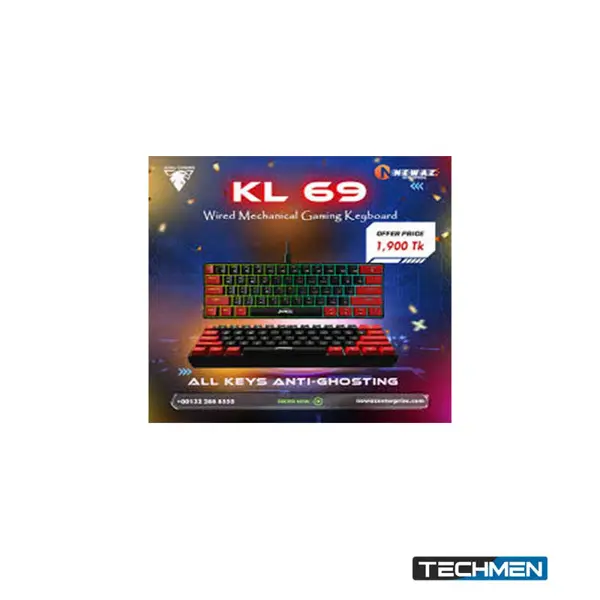 JEDEL KL69 RGB 61 Keys Mechanical Rainbow Lighting Gaming Keyboard All Keys Anti-ghost Type C Interface
