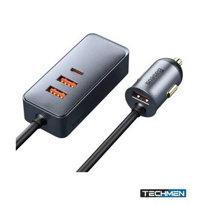 Baseus Share Together PPS multi port Fast charging car charger with extension cord 120W 3U+1C Gray