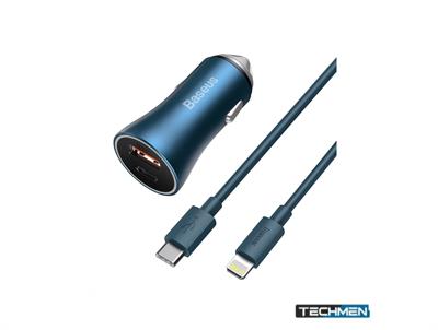 Baseus Metal 40W TypeC+USB Car Charger (With TypeC to iP Cable)