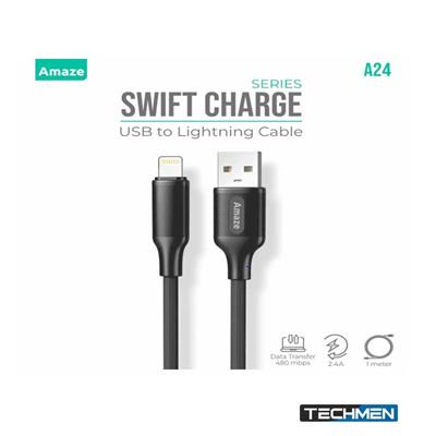 AMAZE A24 Swift Charge USB to Lightning Cable 2.4A 1M – Black/White (A24)