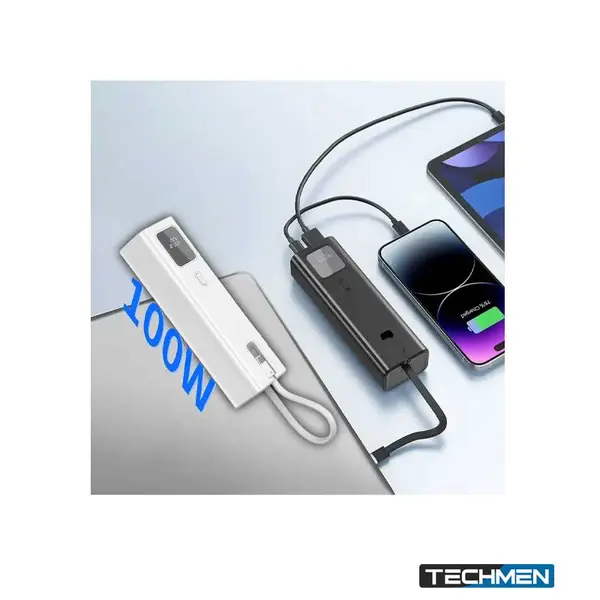 Aspor A310 10000mAh 100W Built-in Cables Power Bank Support Laptop & Mobile