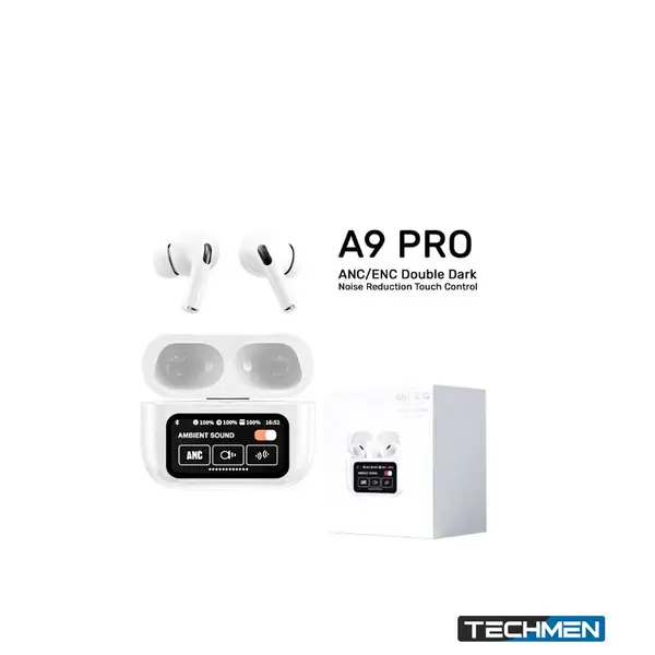 A9 Pro Apple AirPods ANC/ENC Zhongkelqnxun Touch Control BT 5.4 Earbuds – White