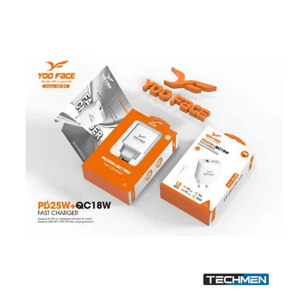YOO FACE AC-04 PD 25W C+U Charger with C to IP Cable (AC-04 IP)