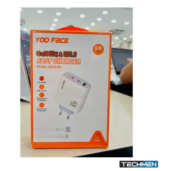 YOO FACE ACC-01 USB 2C+U 65W Charger with USB to C Cable (ACC-01 UTC)