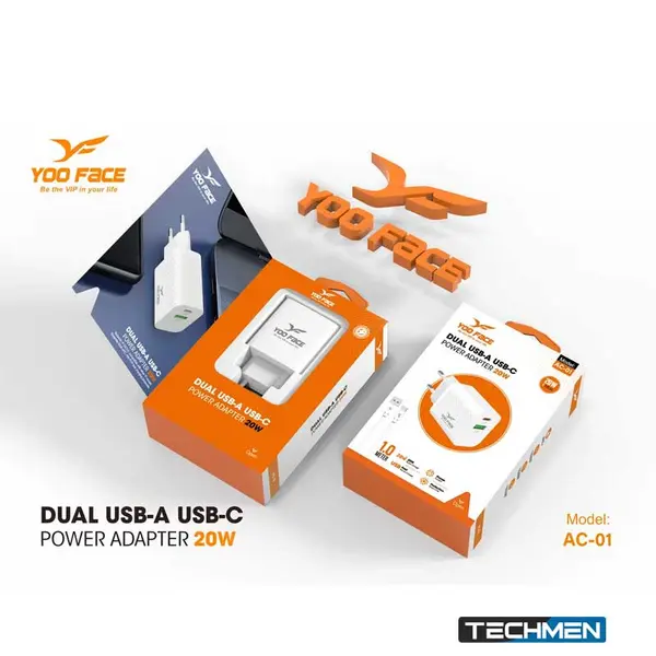 YOO FACE ACPD-01 PD 20W C+U Charger with C to IP Cable (ACPD-01 TC-IP)