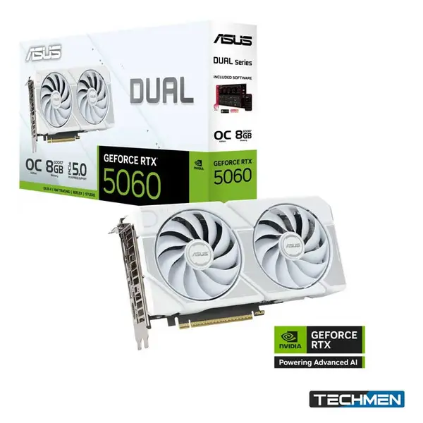 ASUS Dual GeForce RTX 5060 White Edition 8GB GDDR6 Graphics Card
