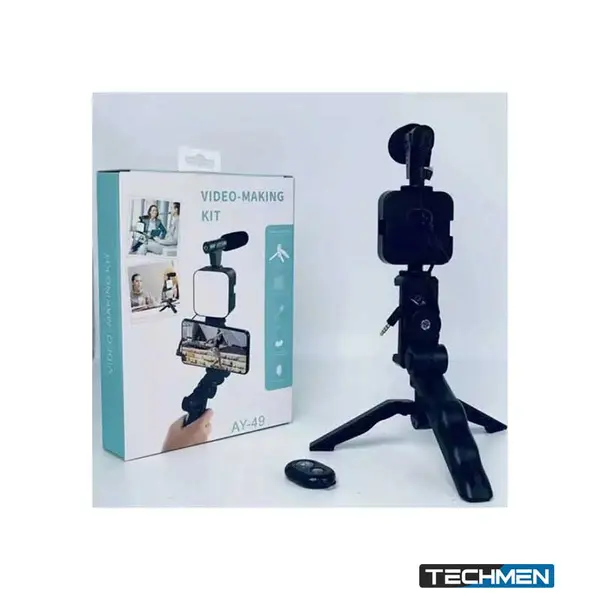 AY-49 Video Making Kit with Tripod & Triple Band LED Light for Vlogging (AY49)