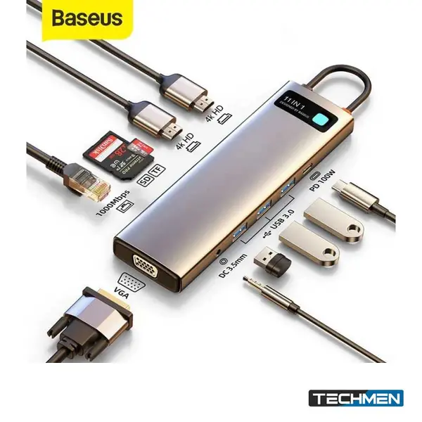 BASEUS 11-Port Metal Gleam Series Hub Space Grey (CAHUB-CT0G)