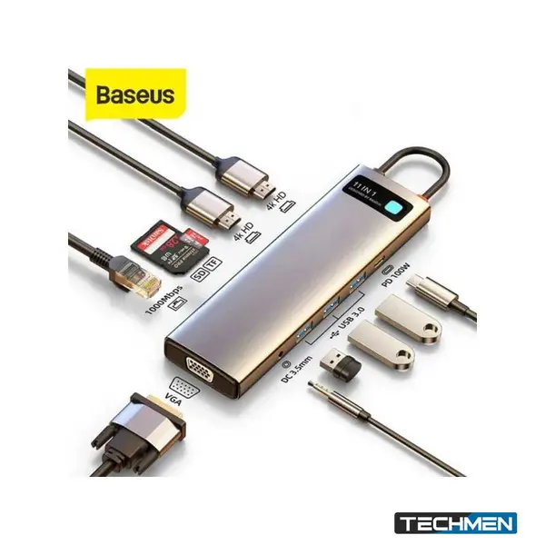 BASEUS Series 11-Port Type-C Hub with Dual HDMI 4K@60Hz Space Gray (CAHUB-CT0G)