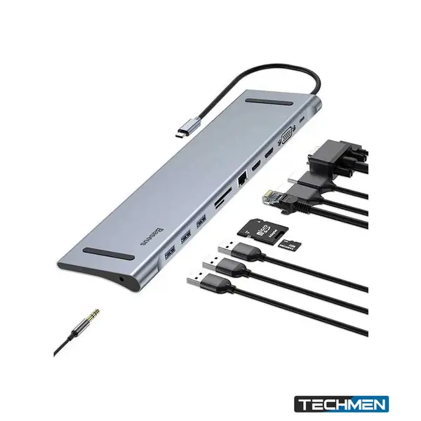 BASEUS CATSK-G0G Enjoyment Series 11-Port USB-C Multi-Function Hub – Dual HDMI 4K@60Hz + VGA + 3× USB 3.0 + USB-C
