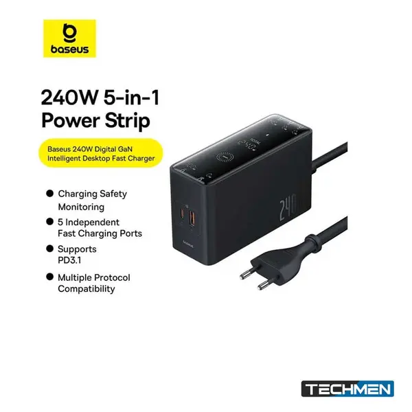 BASEUS 240W Digital GaN Intelligent Desktop Fast Charger (CCGAN240-DP)