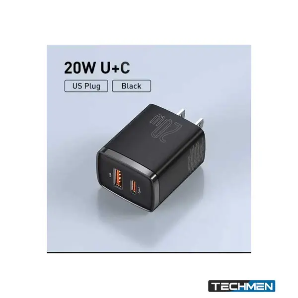 BASEUS CCXJ-A01 Compact 20W 1C+1U Quick Charger – Black