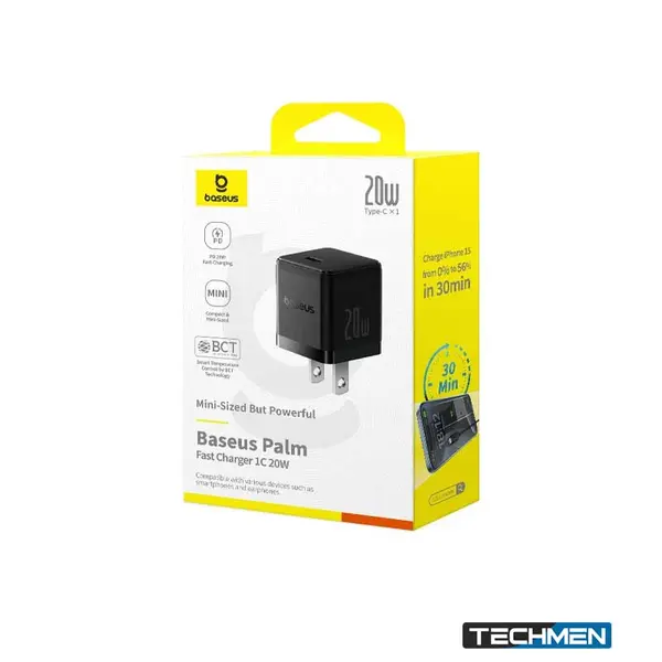 BASEUS CCALL-BX02 Palm Fast Charger C+U 20W US – Cluster Black