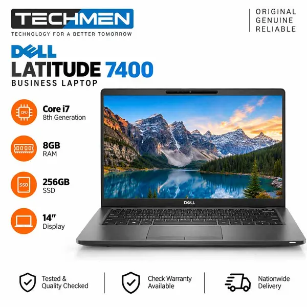 Dell Latitude 7400 Core i7 8th Gen 8GB RAM 256GB SSD 14" Business Laptop (Used)