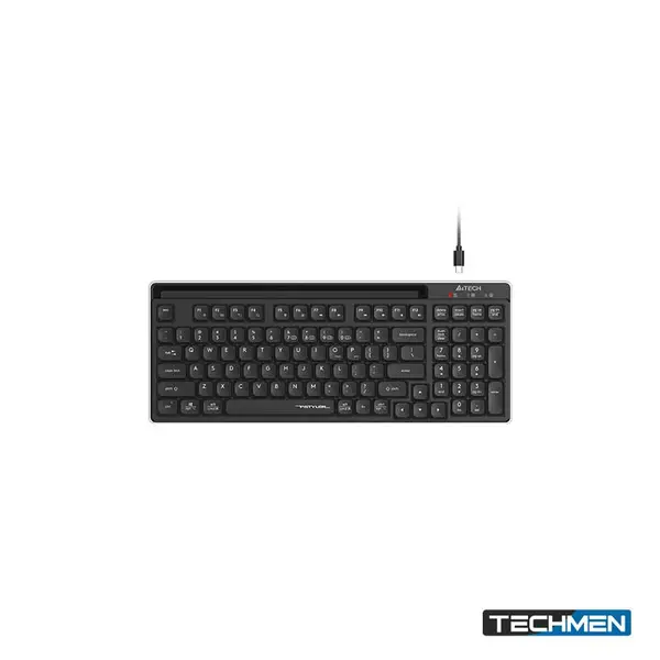 A4Tech Fstyler FBK27C AS Bluetooth & 2.4G Rechargeable 2-Zone Compact Wireless USB Keyboard – Black, US Layout (FBK27C AS)