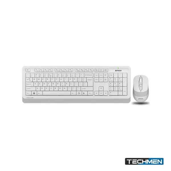 A4Tech Fstyler FG1010S Wireless Combo Set with Silent Click Mouse – White, US Layout (FG1010S)