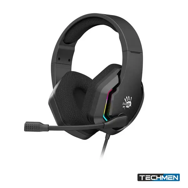 Bloody Neon Gaming Headphone Black 3.5mm Audio + USB Light Up With PC Extension Adapter
