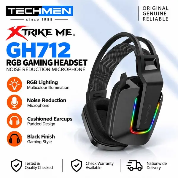 Xtrike Me GH712 RGB Gaming Headset with Noise Reduction Microphone – Black