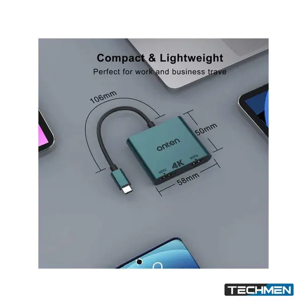 ONTEN 9175B 2-in-1 USB-C to Dual HDMI Adapter 4K 30Hz – USB-C Dual HDMI Adapter for Laptop & PC