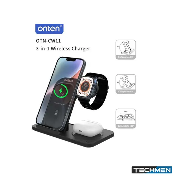 ONTEN CW11 3-in-1 Wireless Charging Stand – Multi-Device Wireless Charging Station