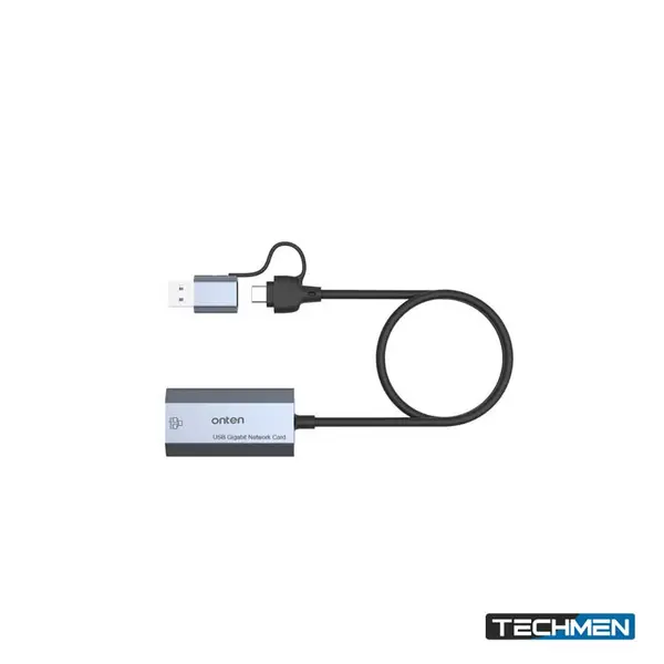 ONTEN UE101 1-in-2 USB 3.2 Gen 2 + Type-C to RJ45 1000M Adapter – Gigabit Ethernet Network Adapter