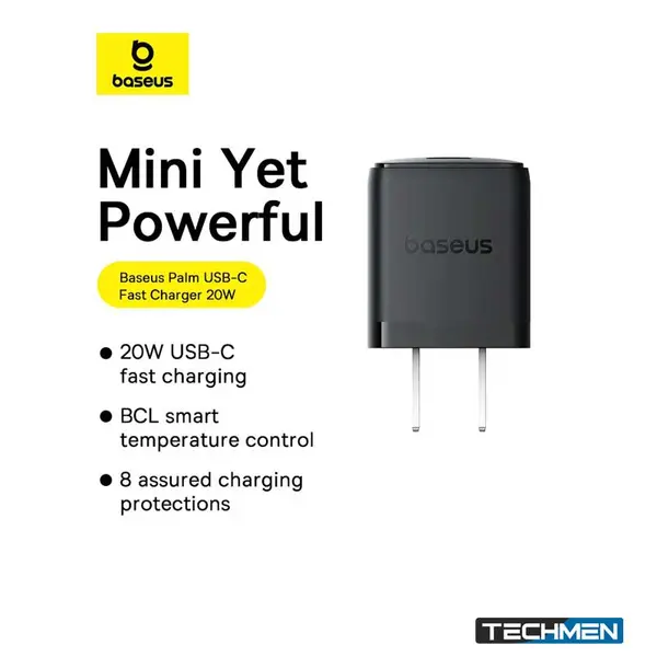 BASEUS Palm Fast Charger C+U 20W US Cluster Black (P10111609113-00)