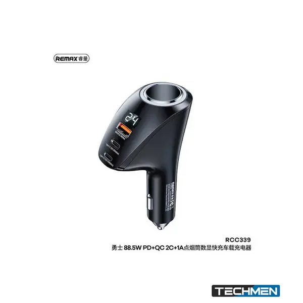 REMAX RCC339 Warriors Series 88.5W PD+QC 2C+1A Fast Car Charger with Digital Display