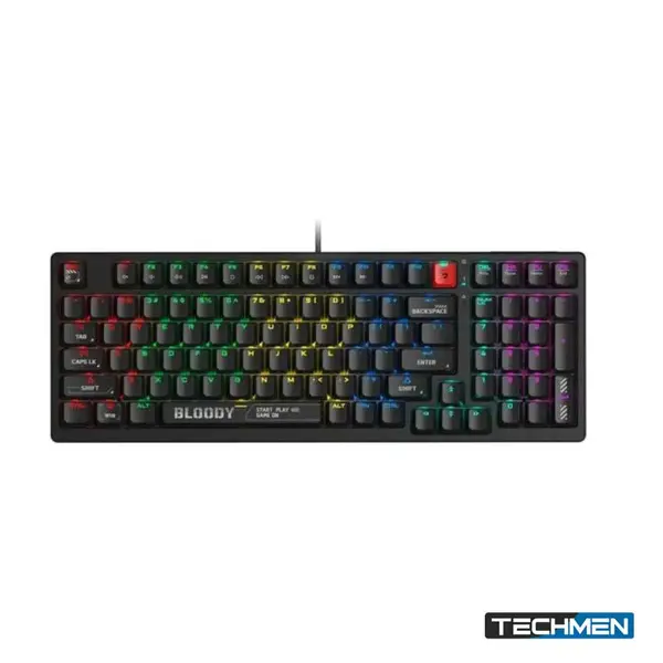 Bloody Mechanical Switch Gaming Keyboard USB Fire Black BLMS Red Hot-Swappable Switch, Neon Backlit US Layout(S520N )