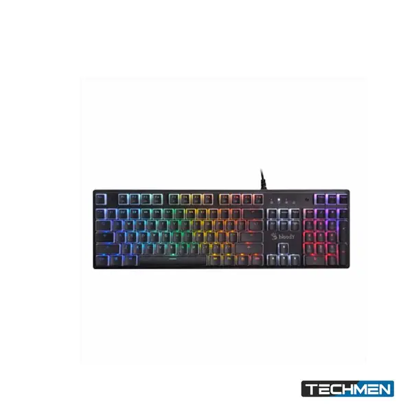 Bloody Mechanical Switch Gaming Keyboard USB Pudding Black BLMS Red Hot-Swappable Switch, Neon Backlit US Layout(S520N)