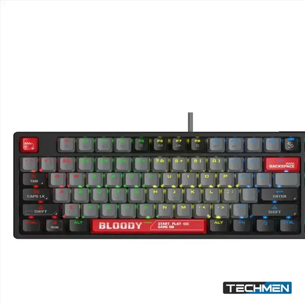 Bloody RGB BLMS TKL Mechanical Keyboard 75% (87+1 Keys) Ten Key Less Compact Style USB Energy Red US Layout(S87)