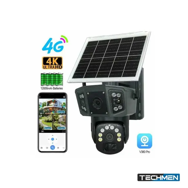 Speedx CA-WC013 Solar Outdoor 8MP Dual Lens Camera Pan Tilt PIR Motion Detection with V380 Pro App