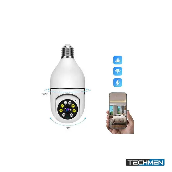 Speed-x SP-E27 Bulb Camera 1080P WiFi 360° Panoramic Night Vision Two-Way Audio Motion Detection with V380Pro App