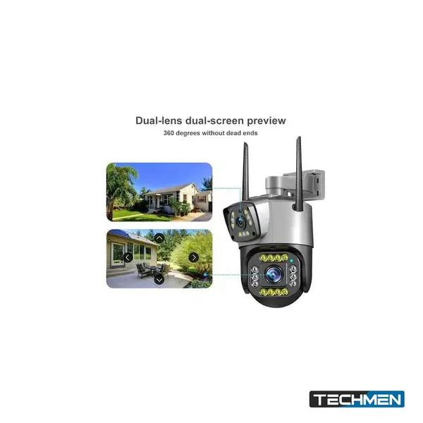 Speed-x (SPZ-702) 2 Camera Lens WiFi Outdoor 4MP Color Night Vision with V380 Pro App