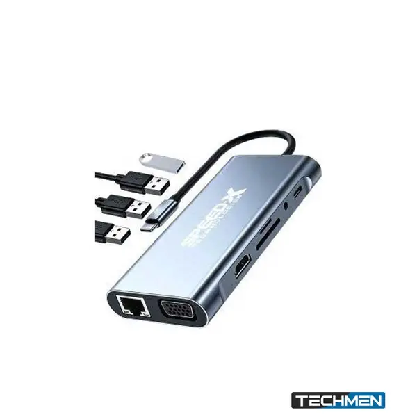 Speed-x (SP-TC1101) 11-in-1 Multi-Port Type-C 4K HDMI USB 3.0 Converter (Good IC Big Packing)