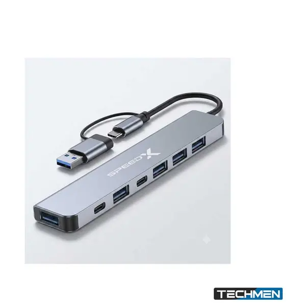 Speedx SP-TC701 7-Port 2-in-1 USB 3.0 & Type-C Aluminum Alloy Portable Hub (TC701)