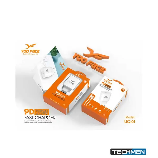 YOO FACE UC-01 USB-C 25W Charger with C to C Cable (UC-01 TCTC)