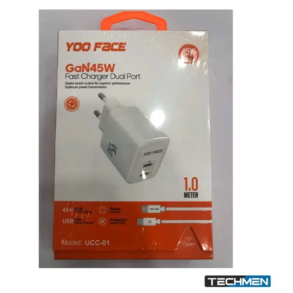 YOO FACE UCC-01 GaN 45W PD C+C Charger with C to C Cable (UCC-01 TC-TC)