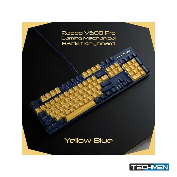 RAPOO V500TM Multi-mode Wireless Mechanical Keyboard – US Layout (Yellow Blue)