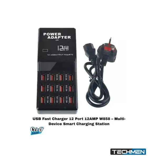 12-Port USB Fast Charger 12A Multi-Device Charging Station (W858)
