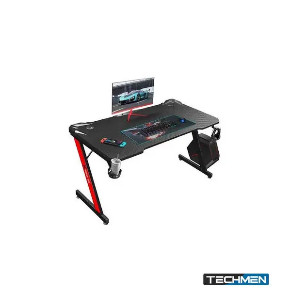 Xtrike Me DK-02 Ergonomic Computer Desk with Headphone Hook and Cup Holder Z-Shaped Legs – Black