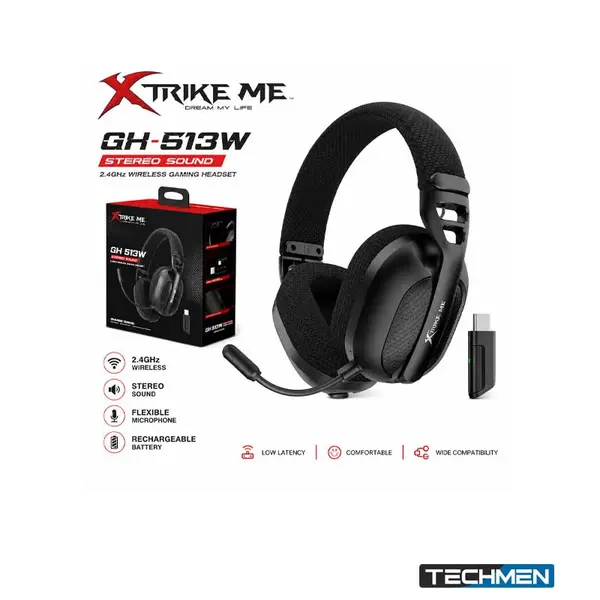 Xtrike-Me GH-513W WH Tri-Mode (BT 6.0, 2.4GHz Wireless & Wired) Gaming Headset